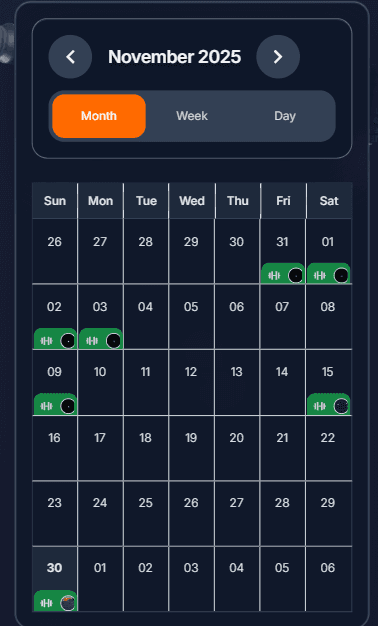 Shared training calendar for scheduling workouts with gym partners on SwoleUp