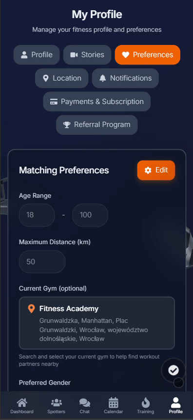 Real-time spotter request in gym feature connecting gym users instantly on SwoleUp app